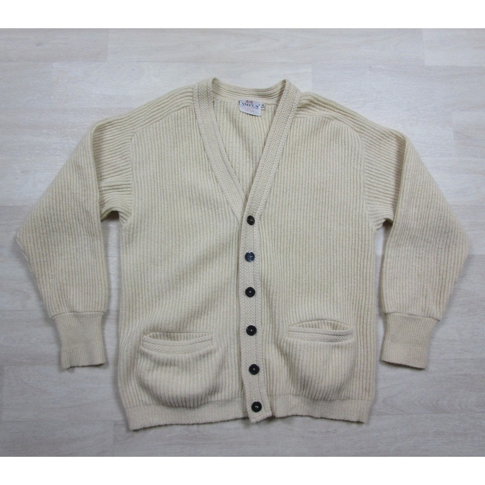 Vintage 1960's Campus Cardigan Sweater Men's Size (M) Preppy Pockets USA